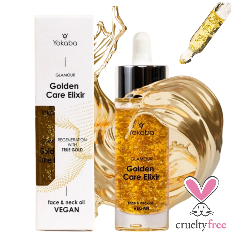 Συσφικτικός ορός προσώπου - Golden Care Elixir Yokaba 30ml.  Vegan φόρμουλα βασισμένη σε 95,6% συστατικά φυσικής προέλευσης.