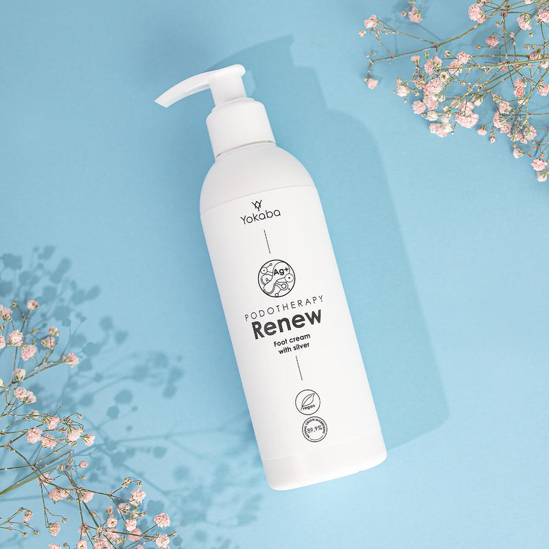 Vegan κρέμα ανάπλασης με σωματίδια αργύρου - RENEW FOOT CREAM WITH SILVER 250 mL - 89,9% συστατικά φυσικής προέλευσης.