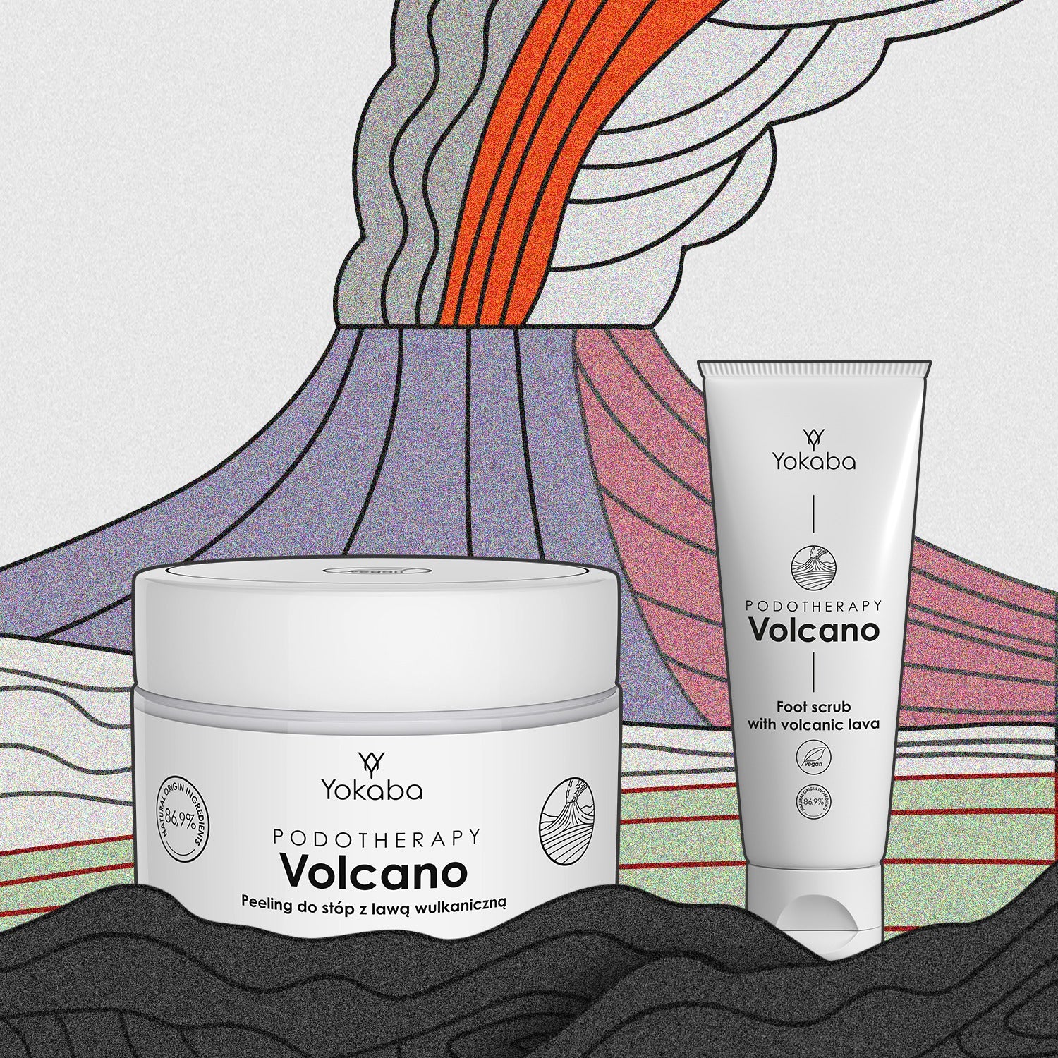 Vegan scrub ποδιών με ηφαιστειακή λάβα - VOLCANO 300ml - 86,9% συστατικά φυσικής προέλευσης.